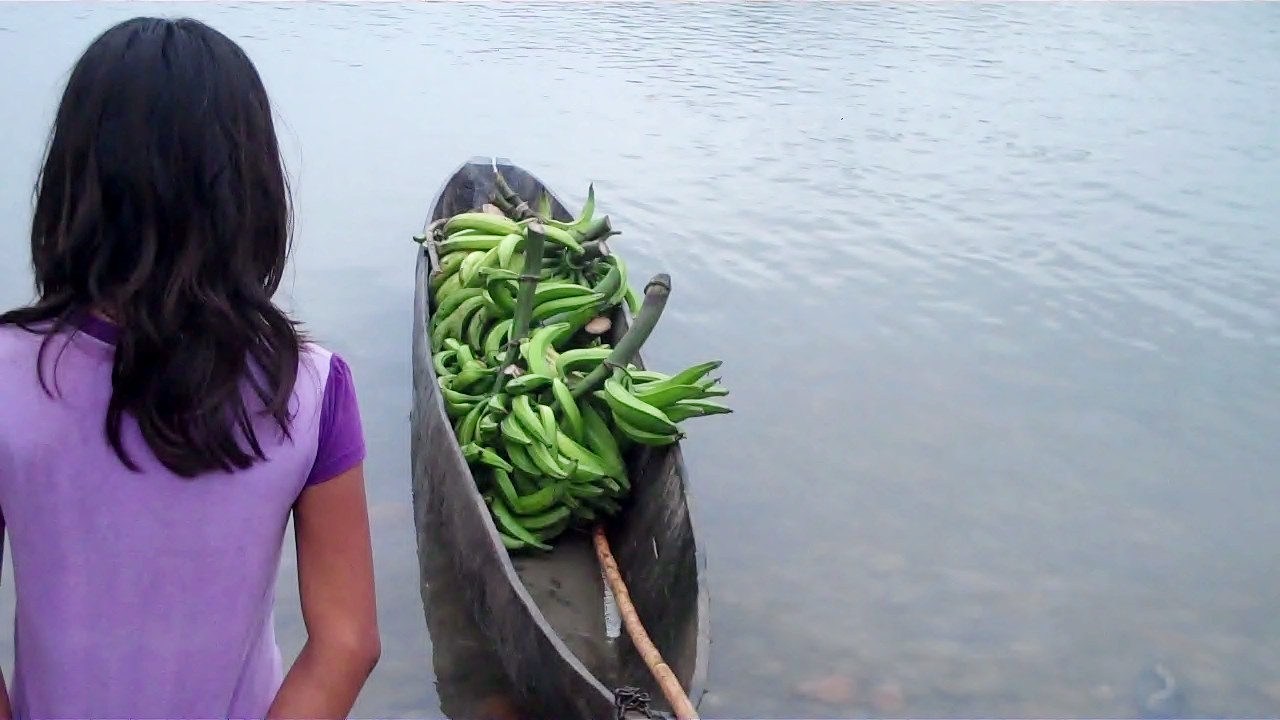 No, we didn't all have to pile into this little canoe, this was temporary plantain storage.